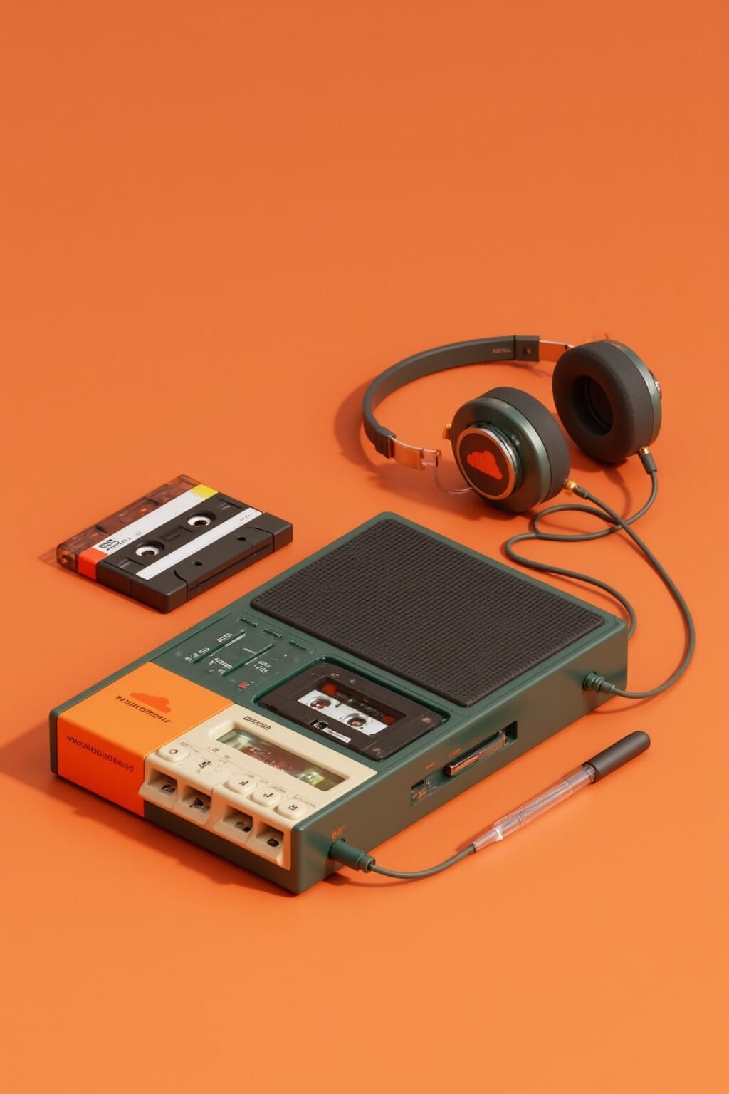 a cassette player and headphones